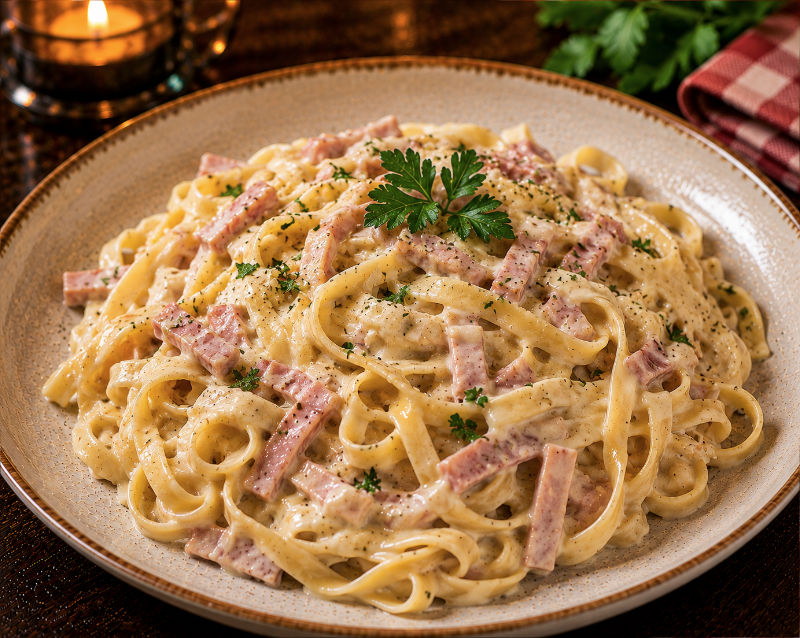 Tagliatelle Schinken-Sahne-Soße